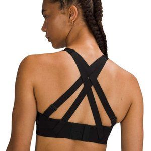 Lululemon Sz 32C Black Energy Bra High Support Strappy Back Running Sports